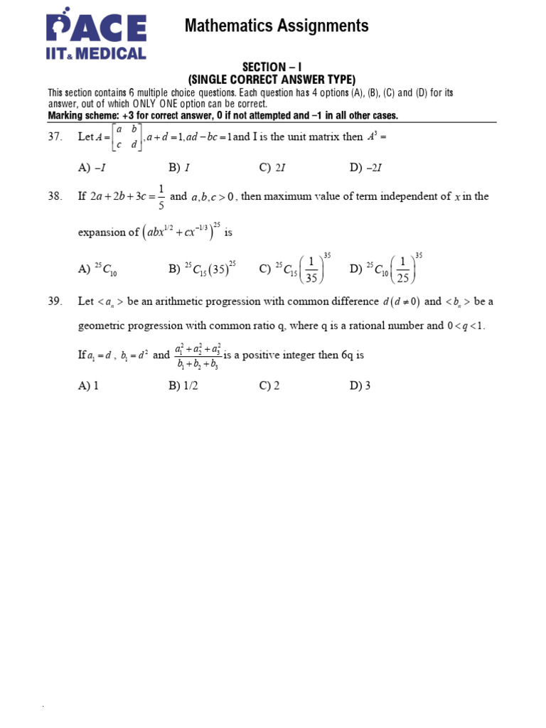 Mathematics MCQ Assignment Guide | PDF | Perpendicular | Mathematics