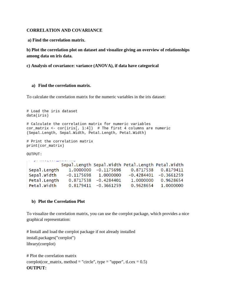 Correlation and ANOVA Analysis in Iris Dataset | PDF | P Value | Covariance