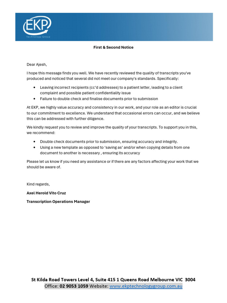 Transcript Quality Improvement Notice | PDF | Medicine | Health Care