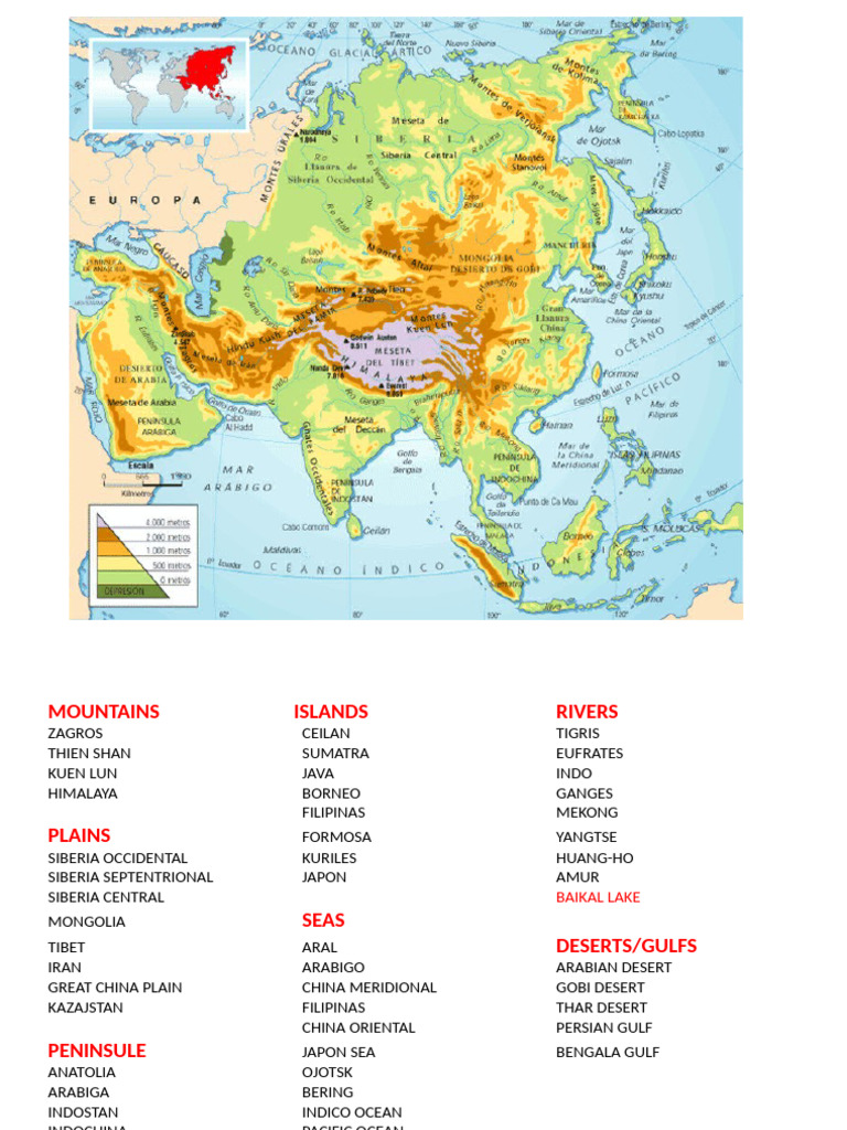 Geographic Features of Asia | PDF