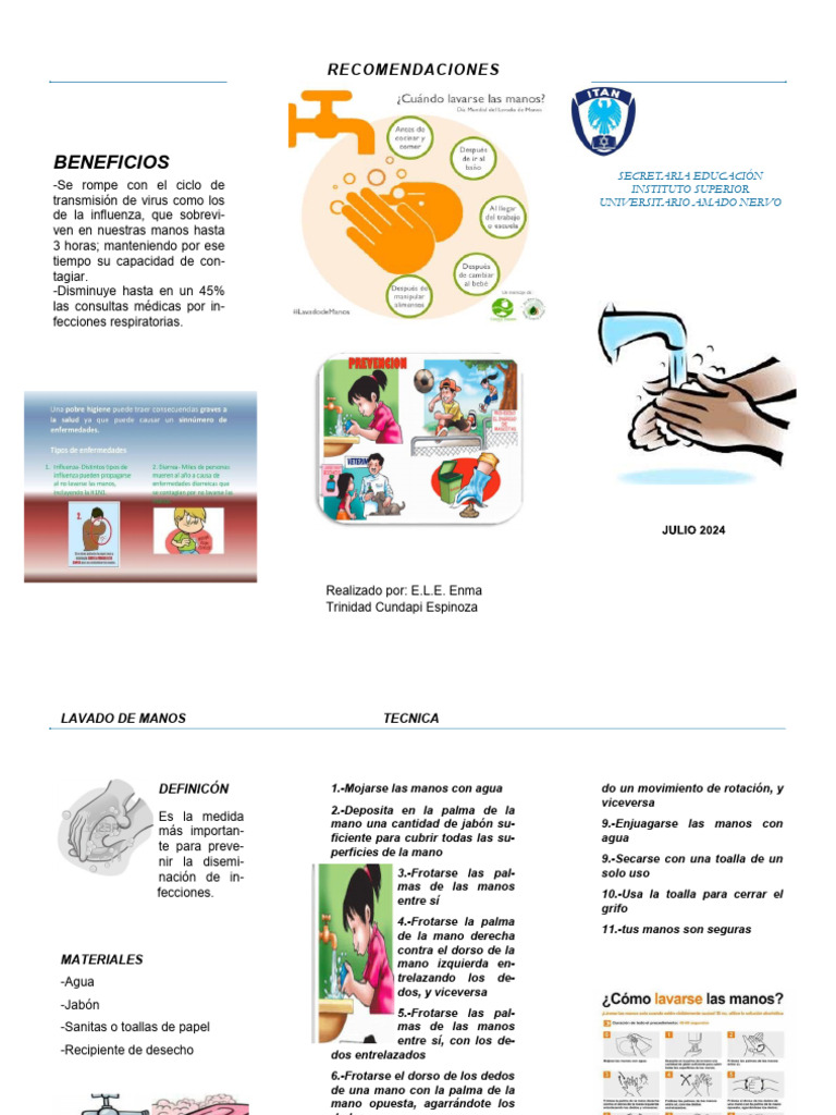 Lavado de manos: Prevención de infecciones | PDF | Mano | Lavado de manos