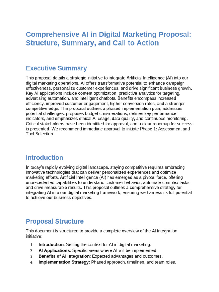 AI in Digital Marketing Proposal | PDF | Artificial Intelligence ...