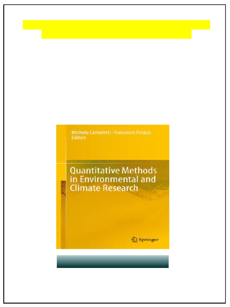 Quantitative Methods in Environmental and Climate Research Michela ...