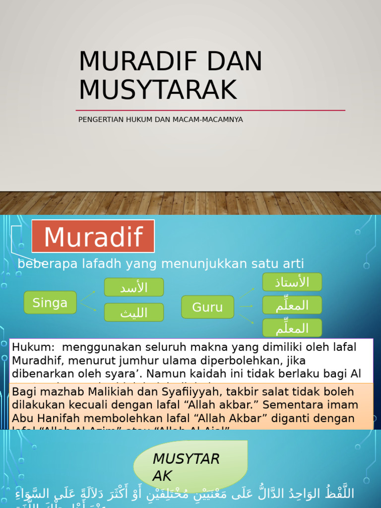 Hukum dan Jenis Lafadh Muradif Musytarak | PDF