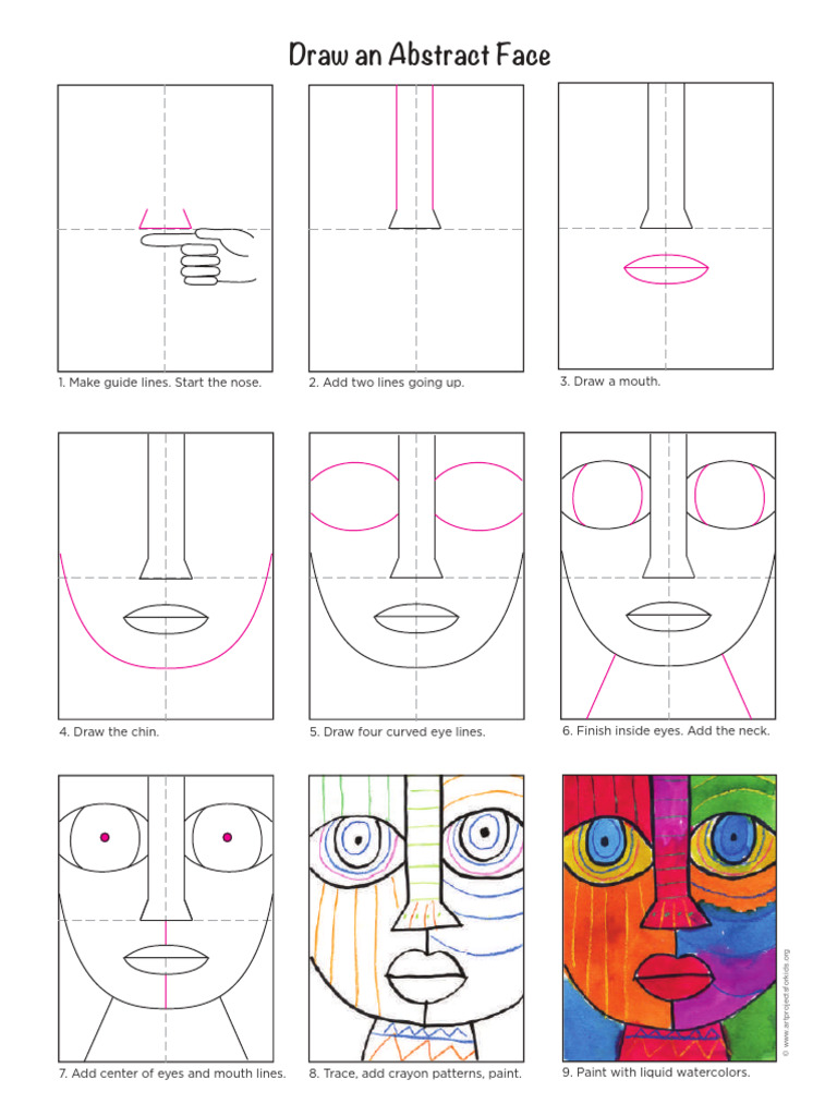 Step-by-Step Abstract Face Drawing | PDF