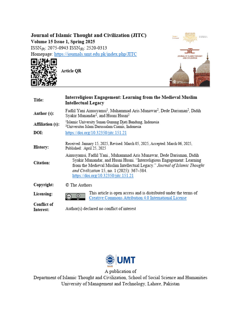 Interreligious Engagement in Medieval Islam | PDF | Interfaith Dialogue ...