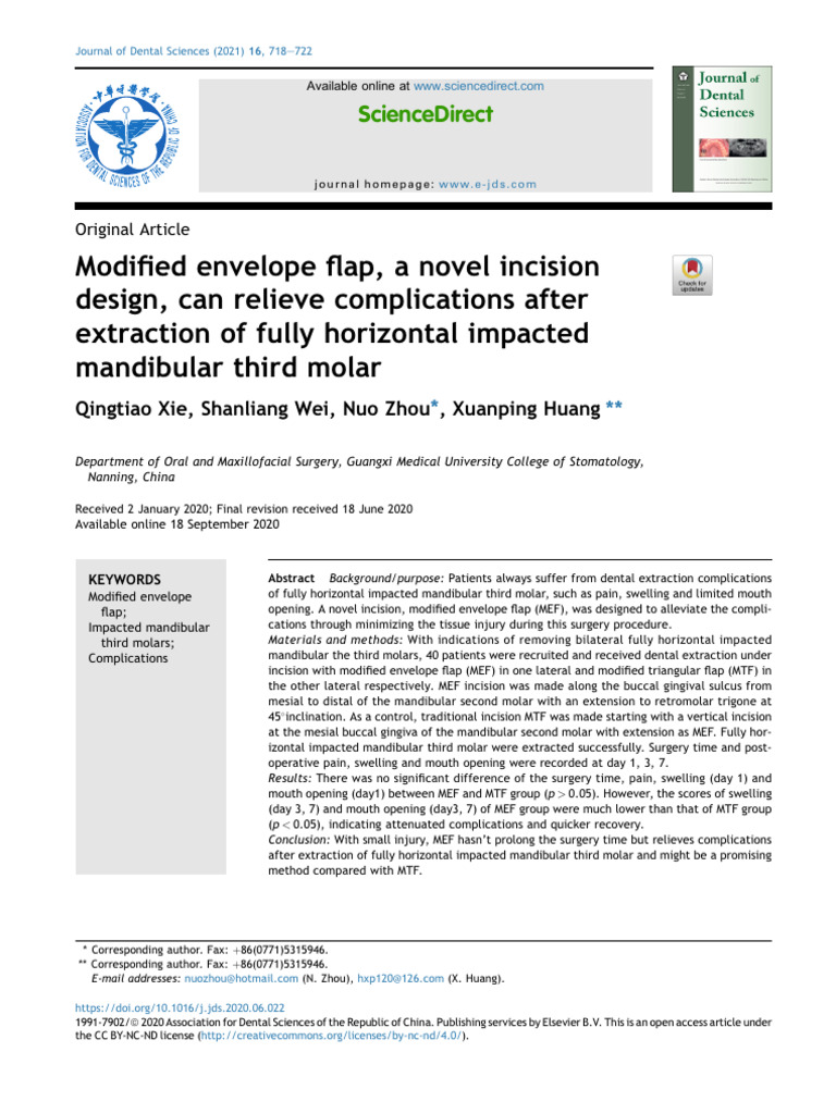 Modified Envelope Flap for Molar Extraction | PDF | Dentistry Branches ...