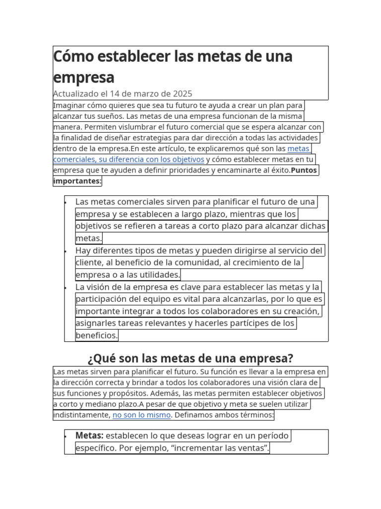 Cómo establecer metas empresariales efectivas | PDF | Planificación ...