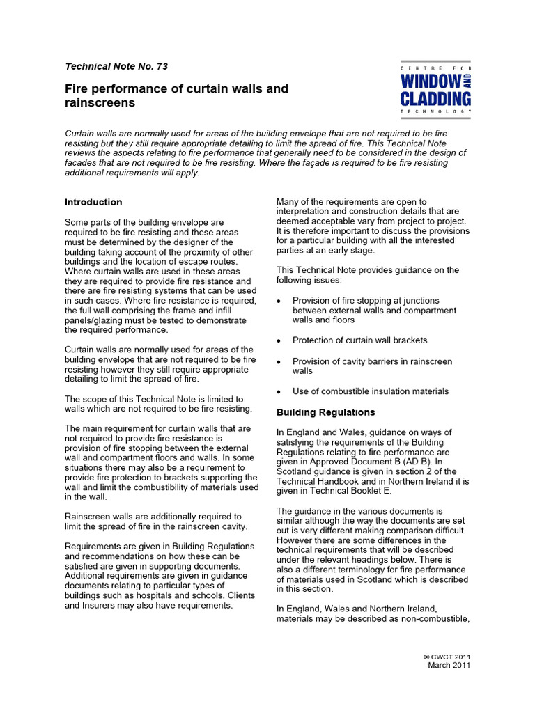 Fire Performance in Curtain Walls | PDF | Wall | Building Insulation