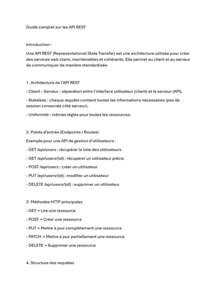Guide sur les API REST et bonnes pratiques | PDF