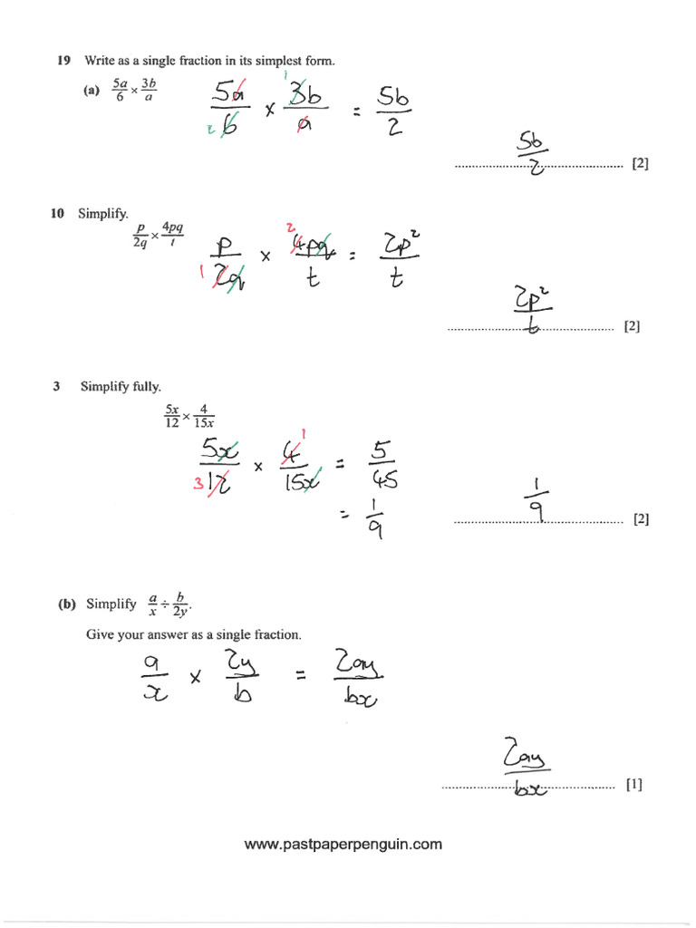 Algebraic Fractions Simplifying Inc Quadratics S25 ANS | PDF