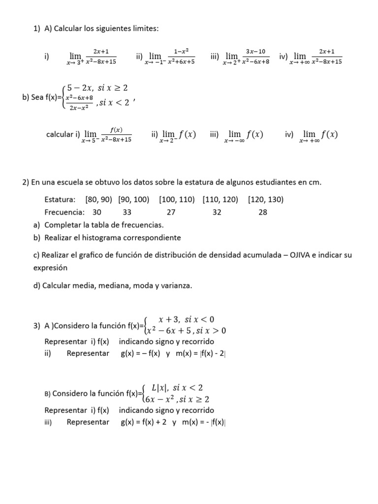 Ejercicios para Practicar Primer Parcial 2025 | PDF | Análisis ...