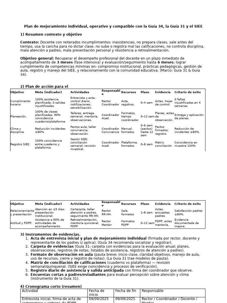 Plan de Desarrollo Personal y Profesional Individual | PDF