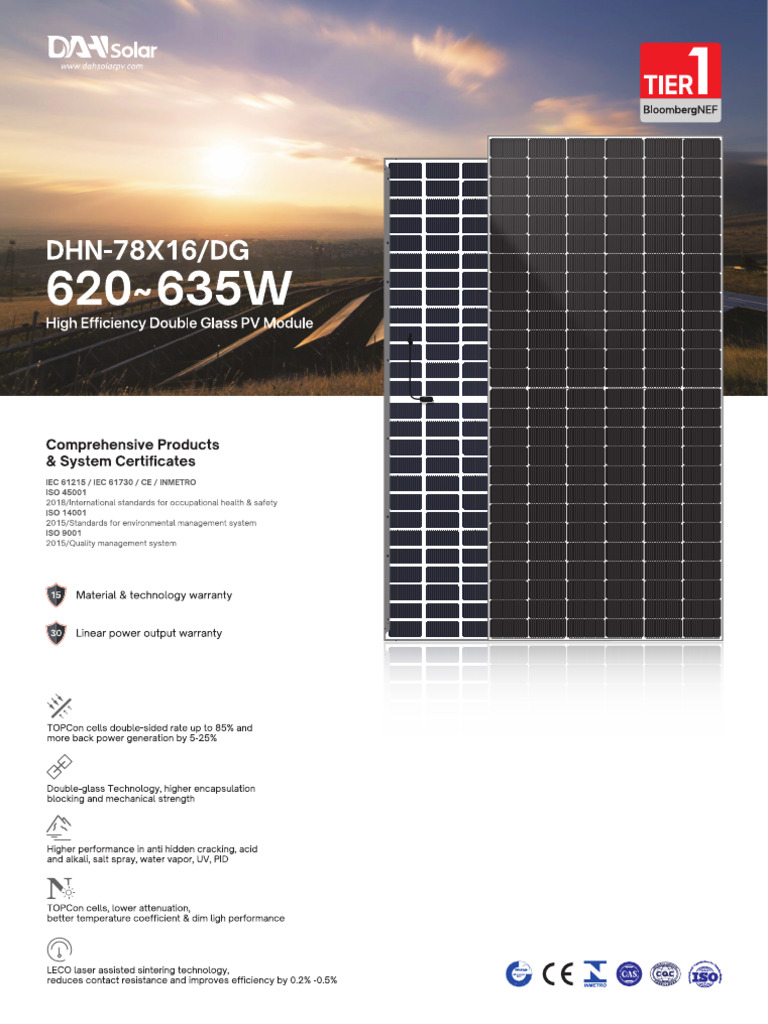 DAH Solar DHN-78X16DG-630W Bifacial Datasheet | PDF