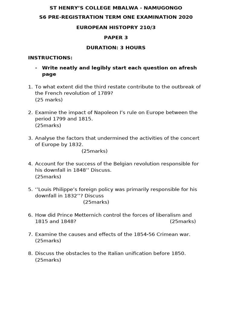 s6 Pre-Registration History Paper 3 2020 | PDF