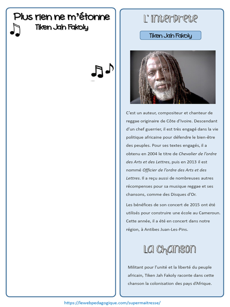 Plus rien ne m'étonne : Tiken Jah Fakoly | PDF