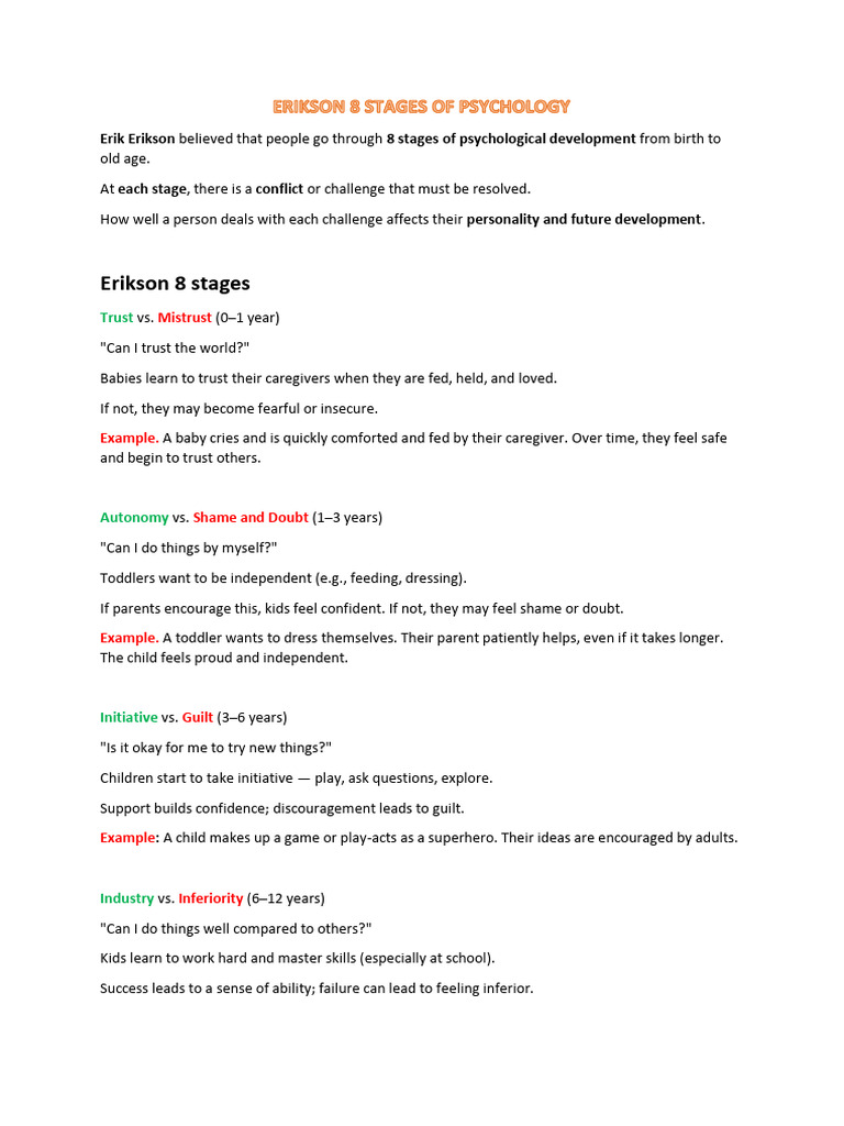 Erikson's 8 Stages of Development | PDF | Behavioural Sciences | Psychology