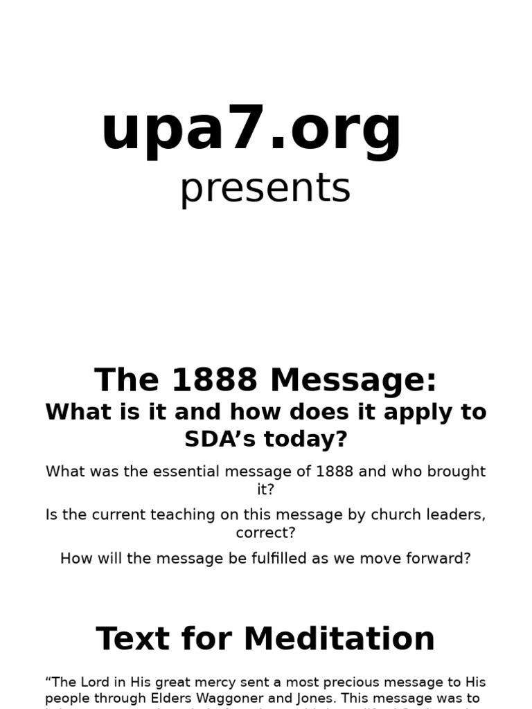 Understanding the 1888 Message for SDA | PDF | Systematic Theology ...