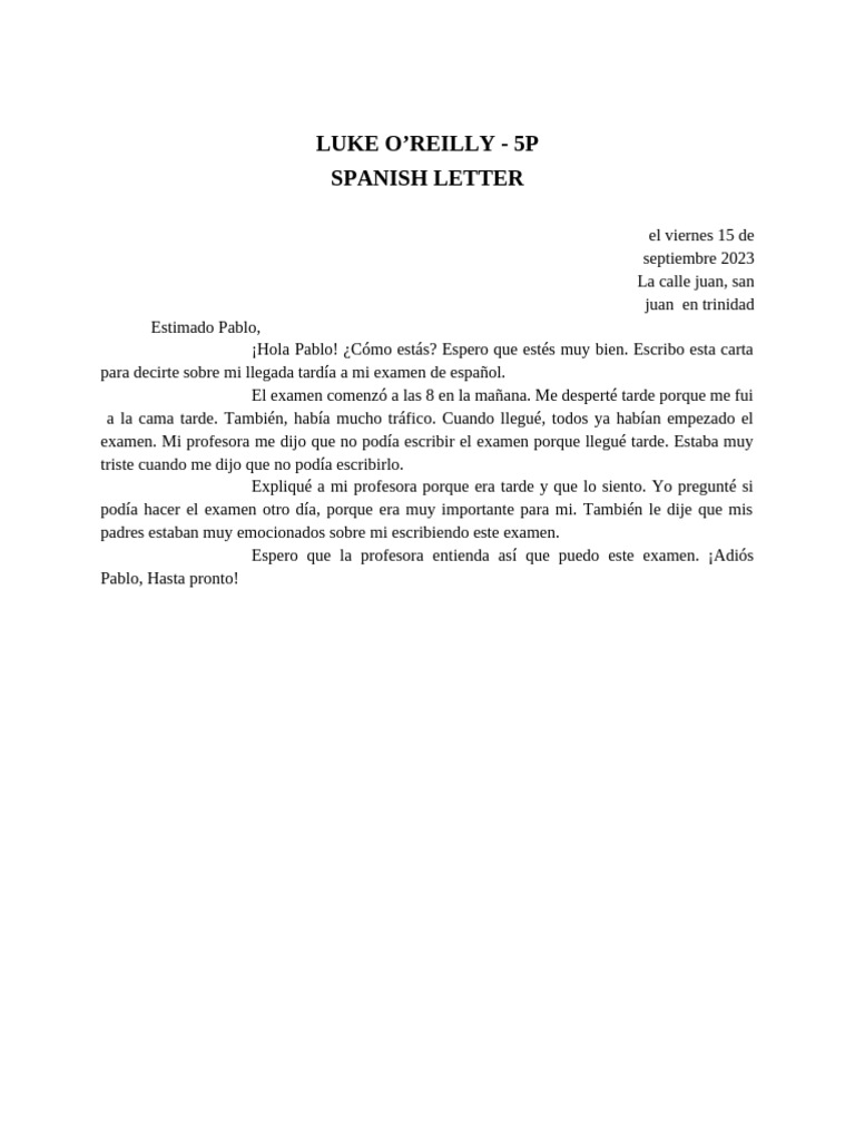 Spanish Letter | PDF