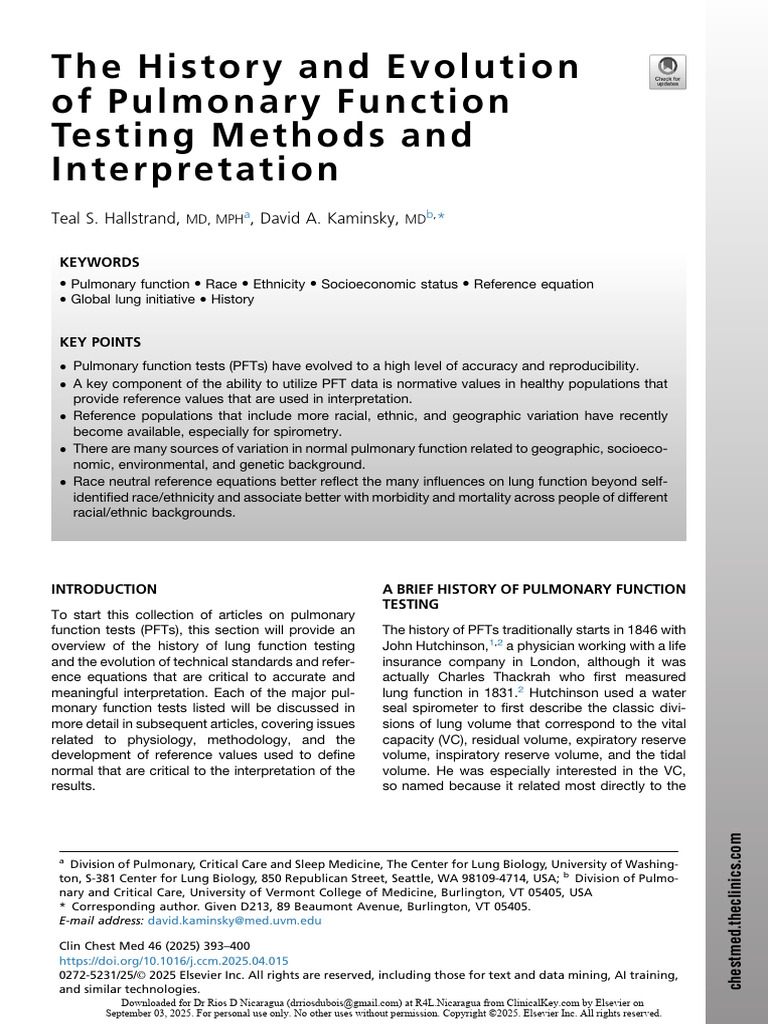 Overview of Pulmonary Function Tests | PDF | Pulmonology | Respiratory ...