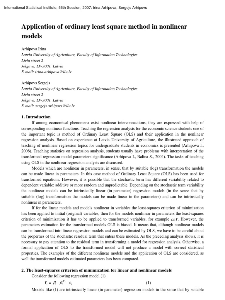 Application of Ordinary Least Square Method in Nonlinear | PDF ... image.