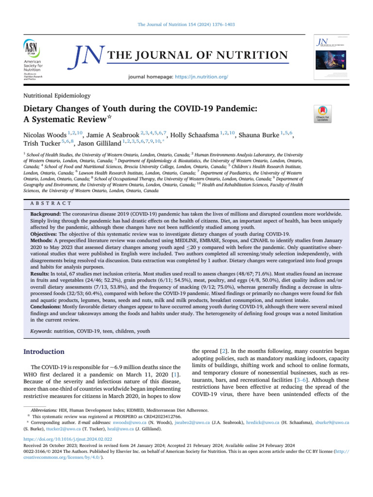 Youth Dietary Changes During COVID-19 | PDF | Foods | Healthy Diet