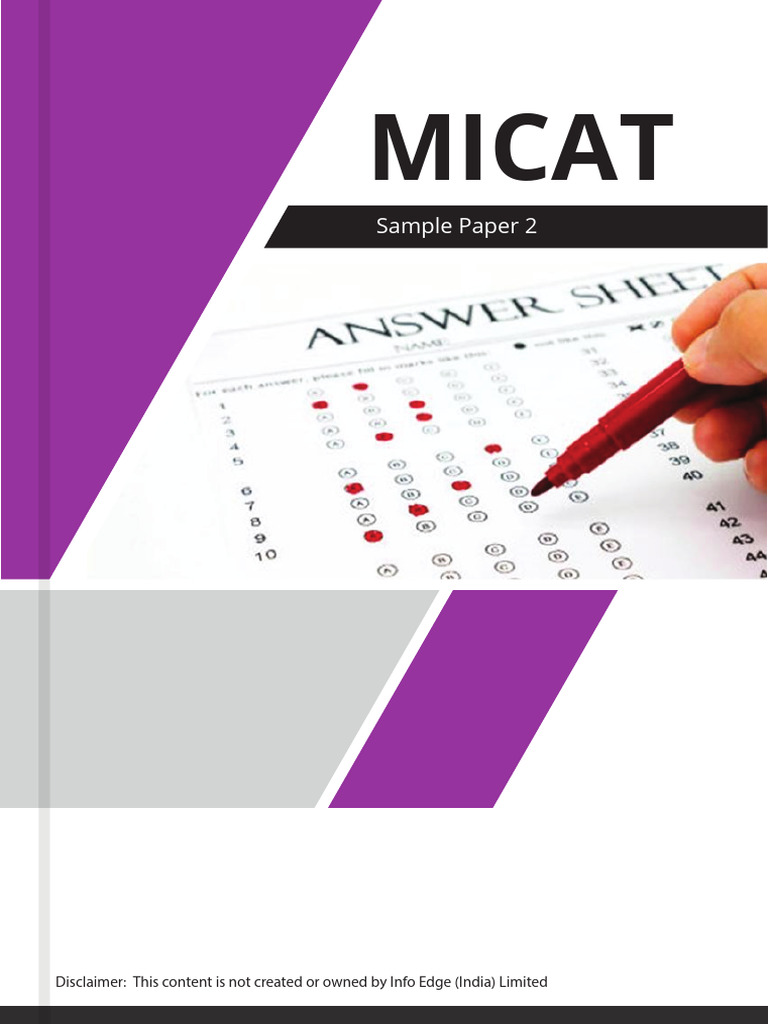 MICAT Sample Paper 2 Questions | PDF | Apple | Cider