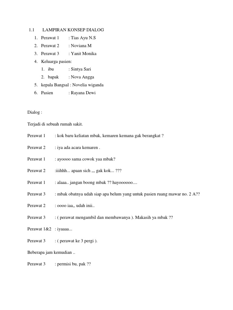 Contoh Percakapan Perawat Dengan Pasien Di Rumah Sakit
