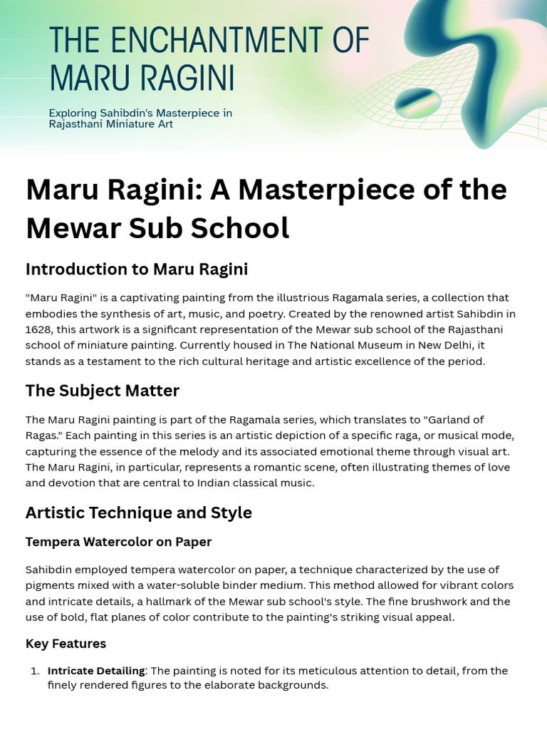 Maru Ragini A Masterpiece of The Mewar Sub School | PDF | Paintings ...