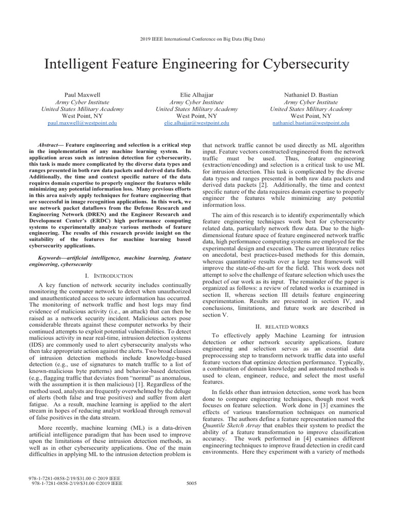Intelligent Feature Engineering in Cybersecurity | PDF | Machine ...