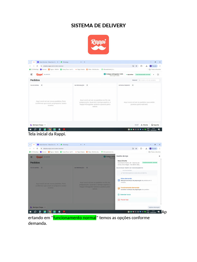 Guia de Funcionamento do Sistema de Delivery | PDF
