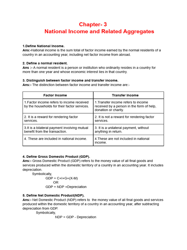 National Income and Economic Concepts | PDF | Gross Domestic Product ...