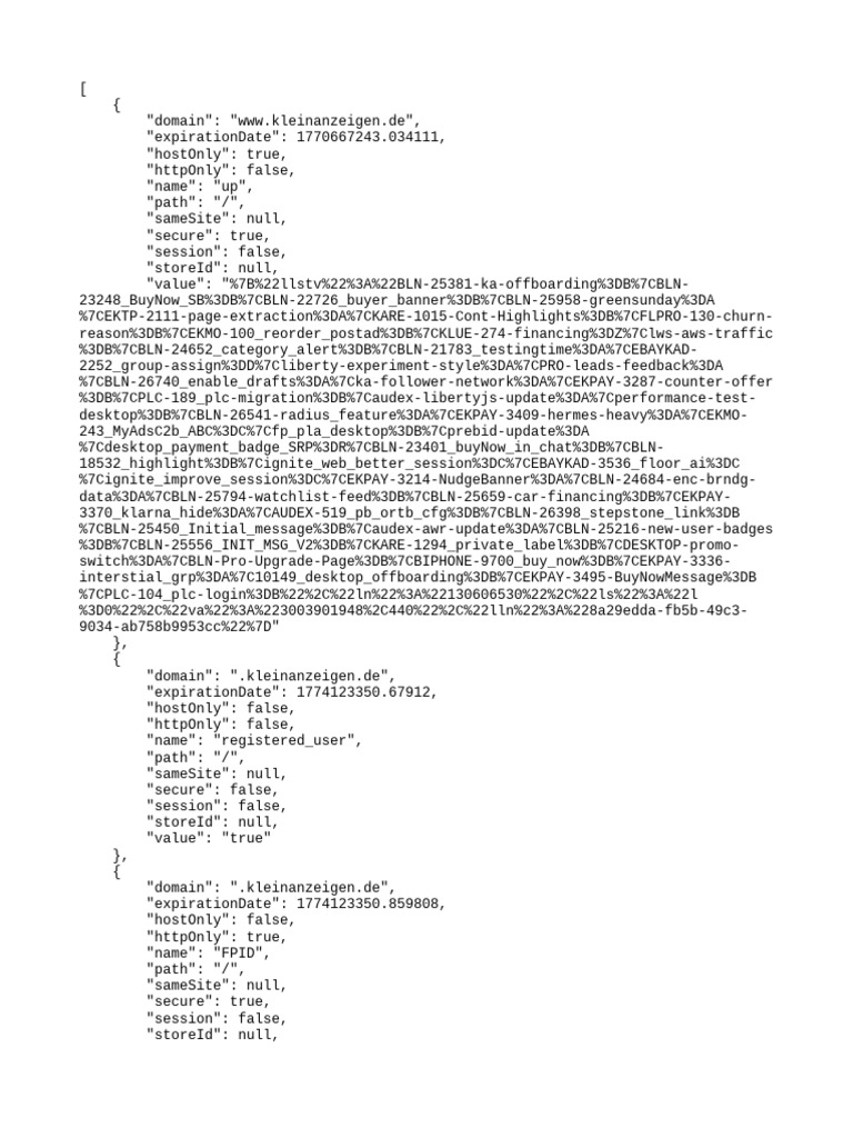 Kleinanzeigen.de Cookie Data Overview | PDF | Http Cookie