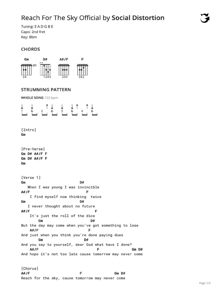 Social Distortion - Reach For The Sky Chords | PDF