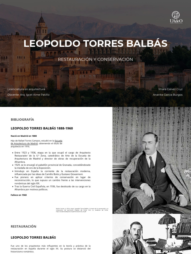 Leopoldo Torres Balbás: Restauración Patrimonial | PDF