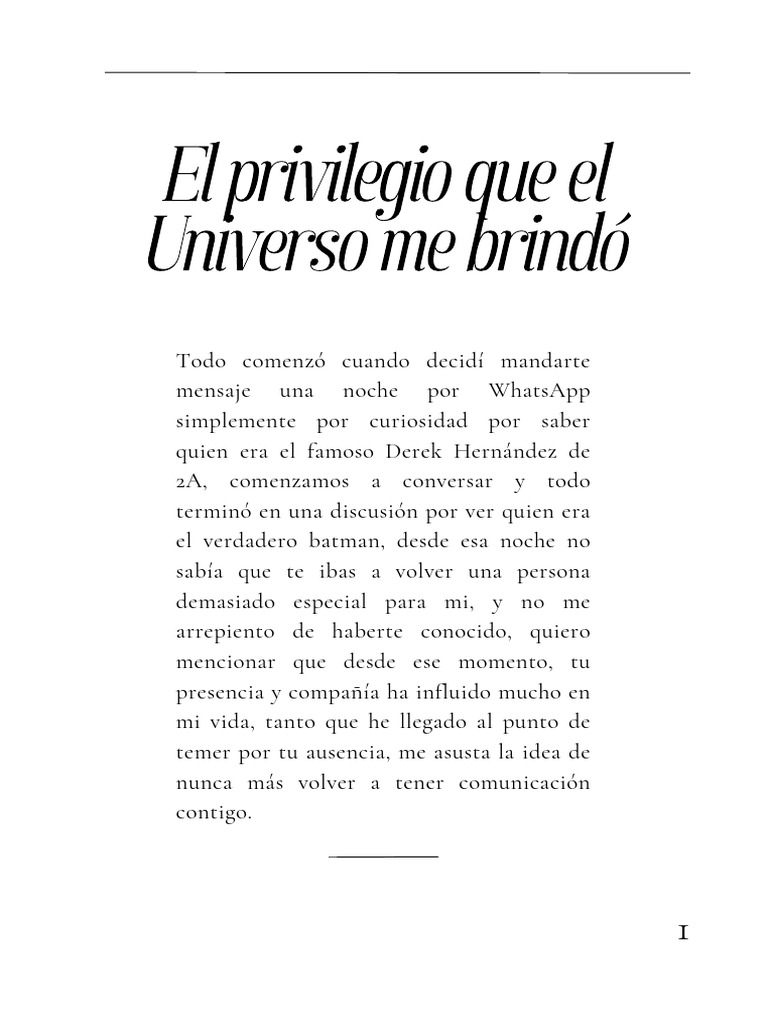 El Privilegio Que El Universo Me Brindó | PDF | Amor