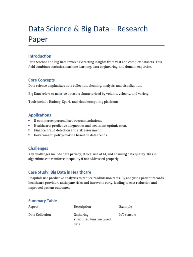 Data Science and Big Data Insights | PDF