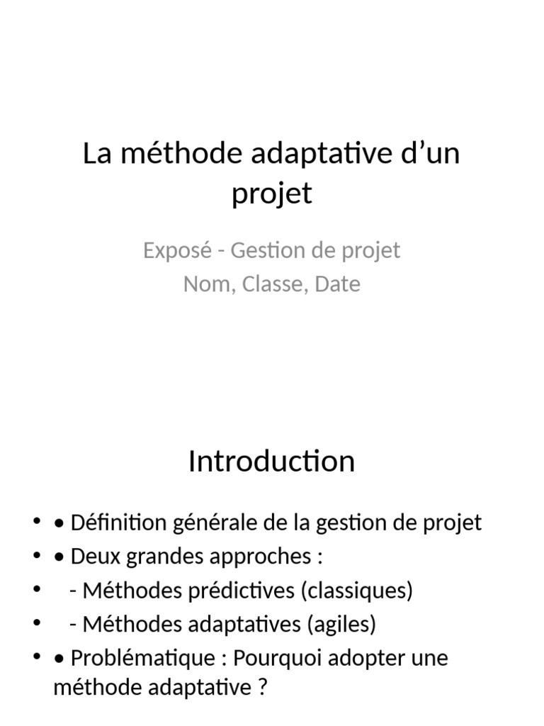 Méthode Adaptative en Gestion de Projet | PDF