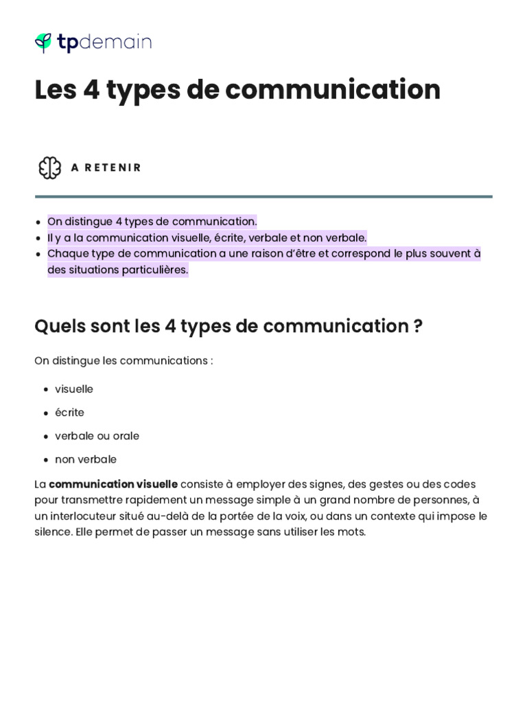 Les 4 types de communication expliqués | PDF | Communication non ...