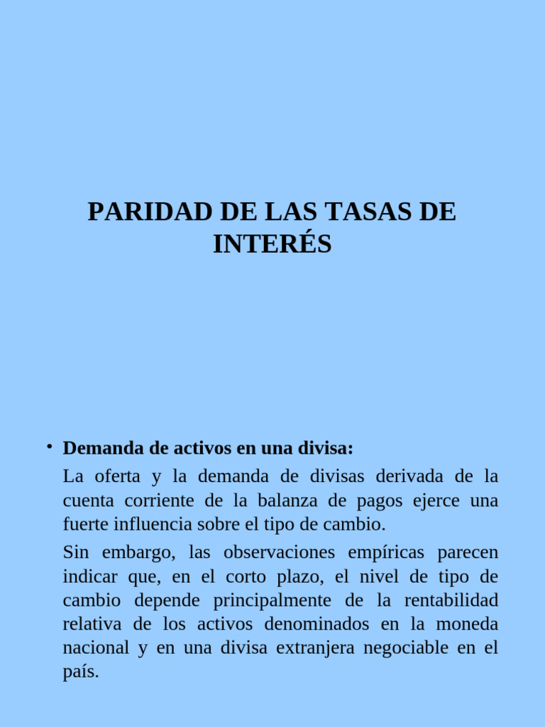 Paridad de Tasas de Interés y Tipo de Cambio | PDF | Tipo de cambio ...