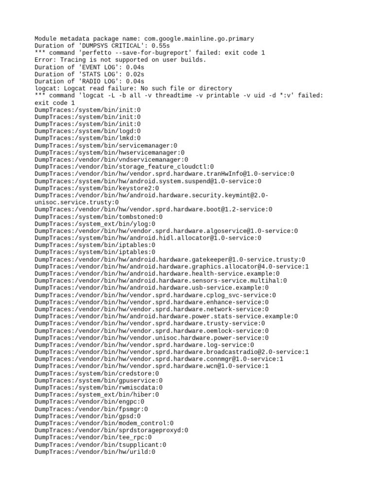 Android Logcat and Trace Errors Summary | PDF | Software Engineering ...
