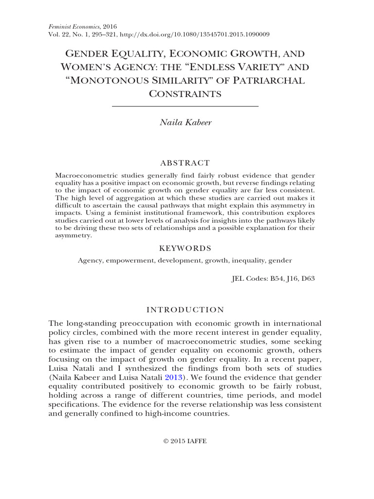Gender Equality and Economic Growth Insights | PDF | Economics | Employment