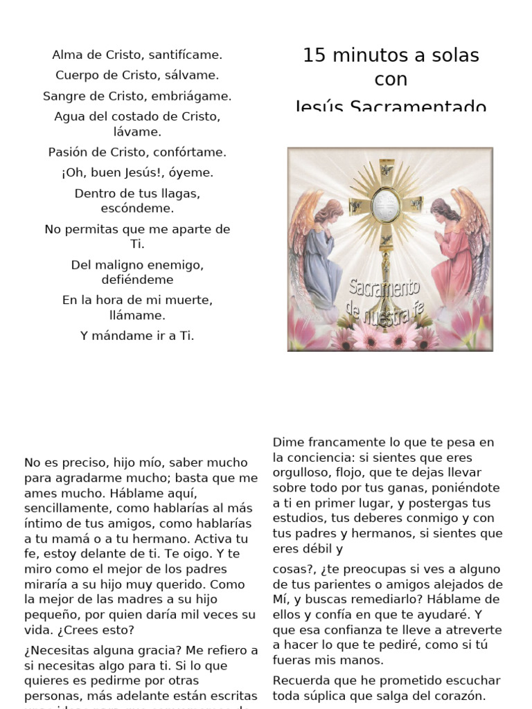 15 Minutos a Solas con Jesús Sacramentado | PDF | Amor