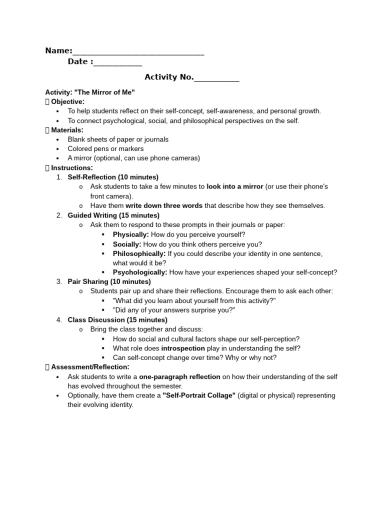 Activity For Understanding Self Midterm 2025 | PDF