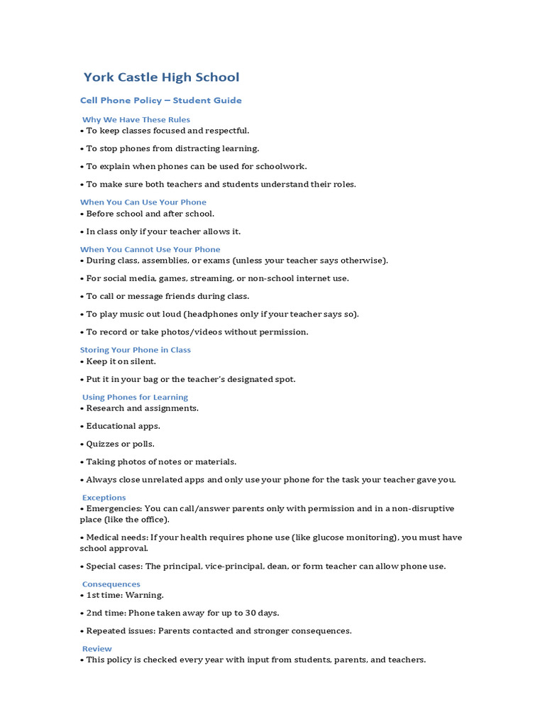 CellPhonePolicy StudentGuide | PDF