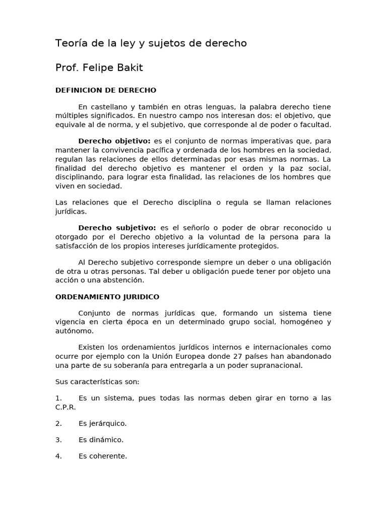Teoría del Derecho y Sujetos Jurídicos | PDF | Sentencia (ley) | Ley ...
