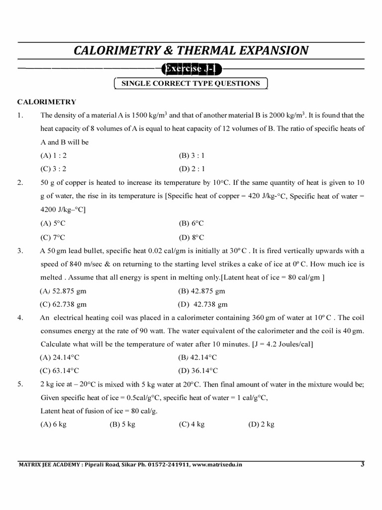 Calorimetry & Thermal Expansion | PDF | Calorimetry | Heat