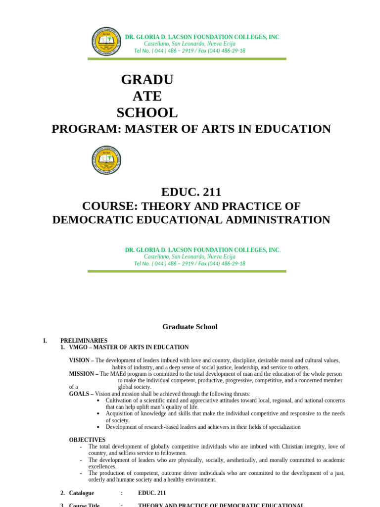 MAEd Course: Democratic Education Admin | PDF | Learning | Knowledge