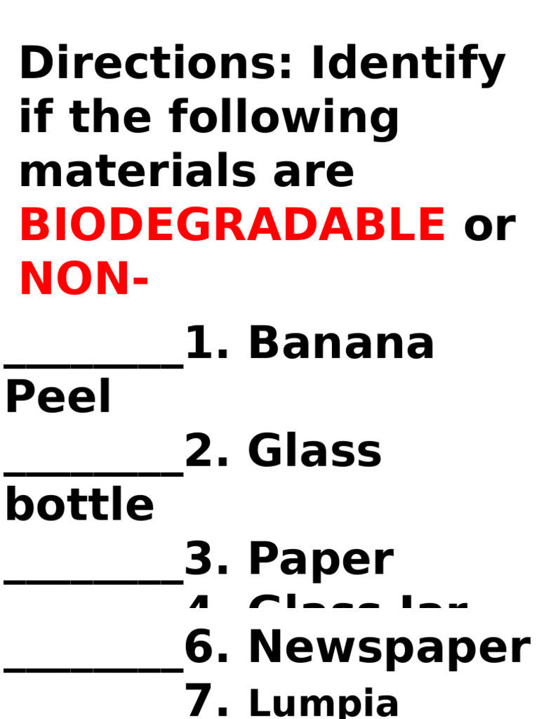 Biodegradable vs Non-Biodegradable Materials | PDF