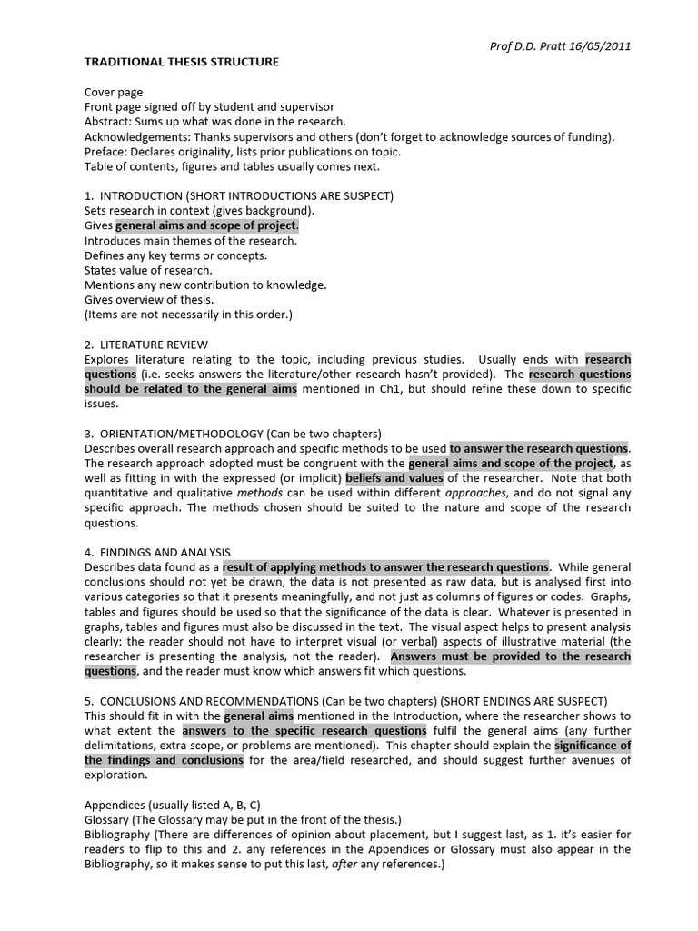 Traditional Thesis Structure Guide | PDF | Data | Methodology